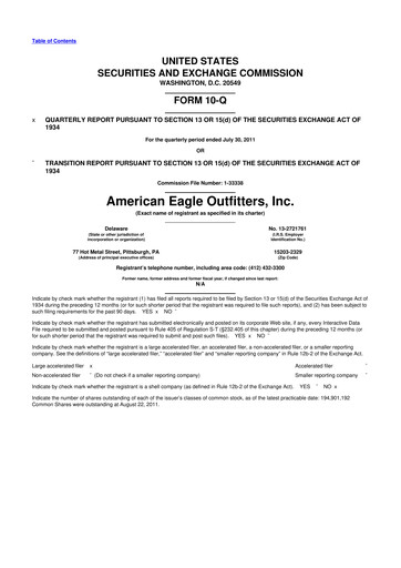 Thumbnail American Eagle Outfitters
 10-Q Quarterly Report FY2011 