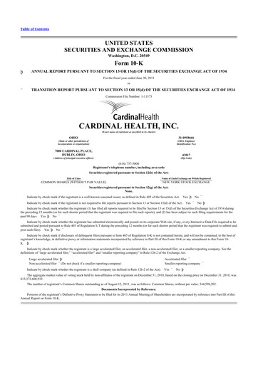 Thumbnail Cardinal Health 10-K Annual Report 2011