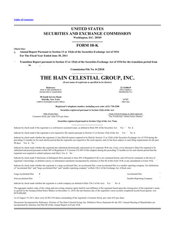 Thumbnail Hain Celestial 10-K Annual Report 2011