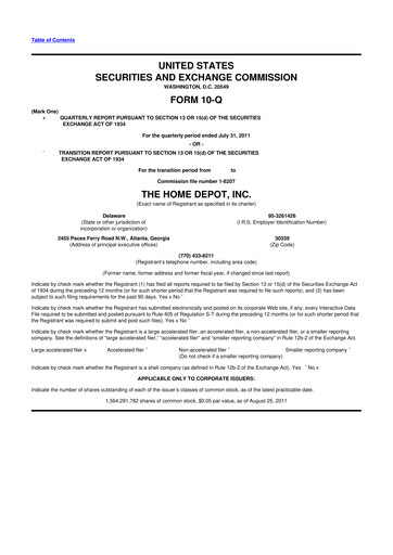 Vorschaubild Home Depot 10-Q Quartalsbericht 2011 