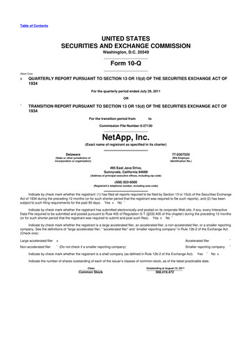 Miniature NetApp
 10-Q Rapport trimestriel 2012 