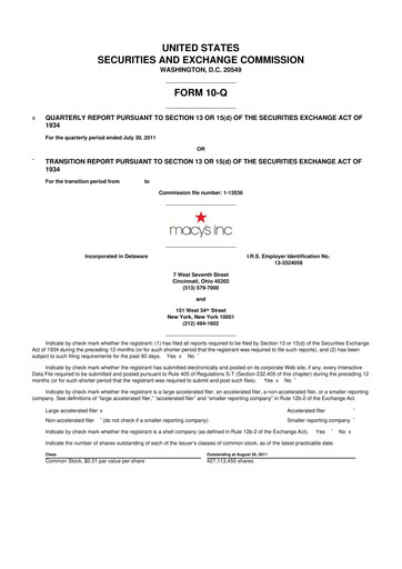 Thumbnail Macy's
 10-Q Quarterly Report FY2011 