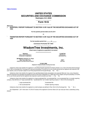 Thumbnail WisdomTree
 10-Q Quarterly Report FY 