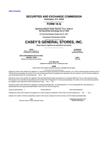 Thumbnail Casey's General Stores
 10-Q Quarterly Report FY2012 