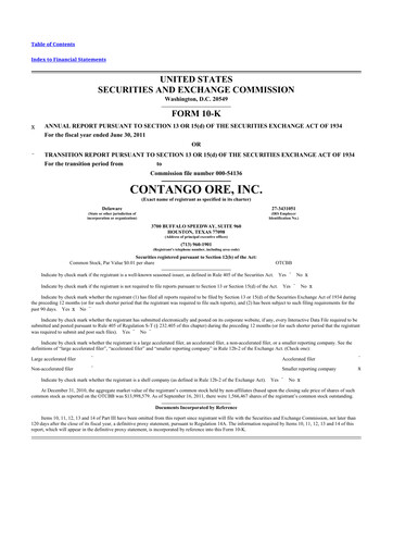 Thumbnail Contango Ore 10-K Annual Report 