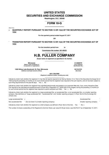 Thumbnail H.B. Fuller
 10-Q Quarterly Report FY2011 