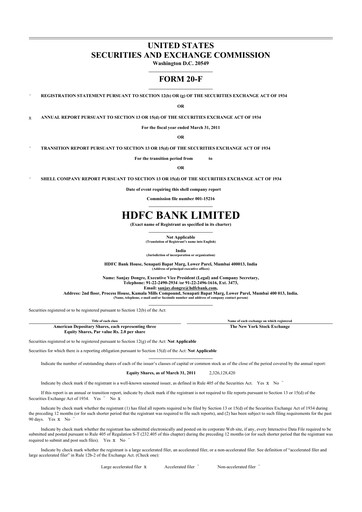Thumbnail HDFC Bank 20-F Annual Report 2011