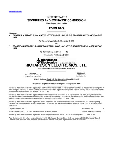 Miniature Richardson Electronics 10-Q Rapport trimestriel 2012 