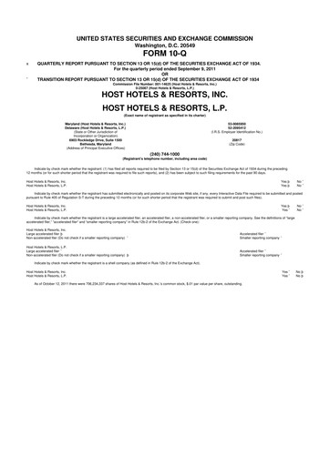 Thumbnail Host Hotels & Resorts
 10-Q Quarterly Report FY2011 