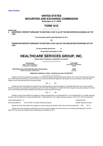 Thumbnail Healthcare Services Group 10-Q Quarterly Report FY2011 