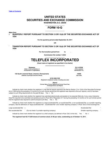 Thumbnail Teleflex 10-Q Quarterly Report FY2011 