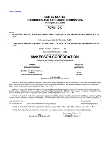 Miniature McKesson 10-Q Rapport trimestriel 2012 
