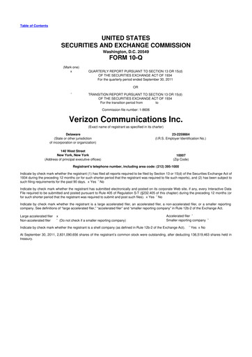 Thumbnail Verizon 10-Q Quarterly Report FY2011 