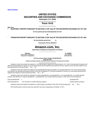 Miniature Amazon 10-Q Rapport trimestriel 2011 