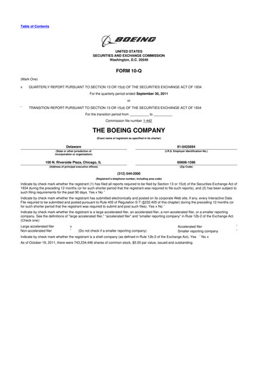 Miniature Boeing 10-Q Rapport trimestriel 2011 