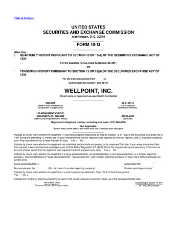 Thumbnail Elevance Health 10-Q Quarterly Report FY2011 