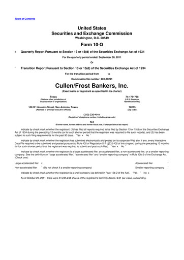 Thumbnail Cullen/Frost Bankers 10-Q Quarterly Report FY2011 
