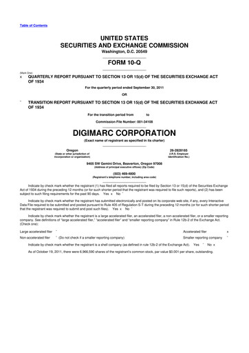 Vorschaubild Digimarc
 10-Q Quartalsbericht 2011 