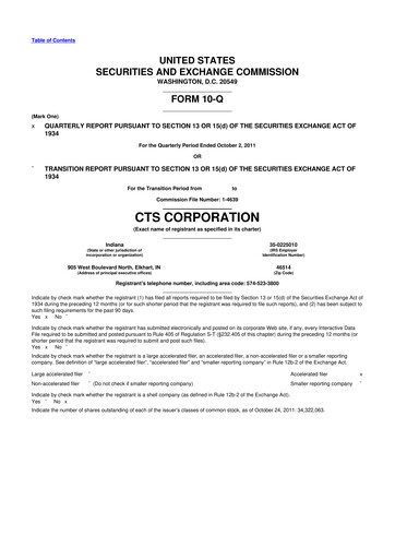 Thumbnail CTS Corporation 10-Q Quarterly Report FY2011 