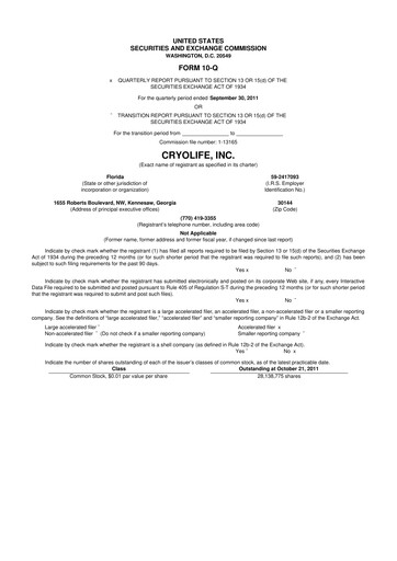 Thumbnail Artivion 10-Q Quarterly Report FY2011 