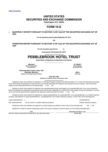 Thumbnail Pebblebrook Hotel Trust 10-Q Quarterly Report FY2011 