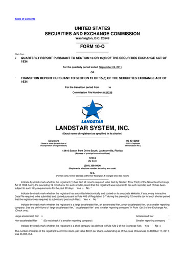 Thumbnail Landstar System
 10-Q Quarterly Report FY2011 