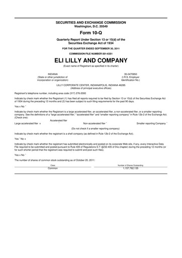 Vorschaubild Eli Lilly 10-Q Quartalsbericht 2011 