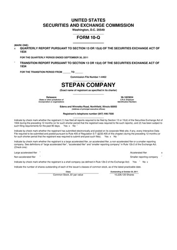 Thumbnail Stepan Company
 10-Q Quarterly Report FY2011 