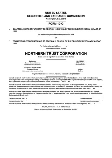 Vorschaubild Northern Trust
 10-Q Quartalsbericht 2011 