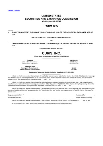 Thumbnail Curis 10-Q Quarterly Report FY2011 