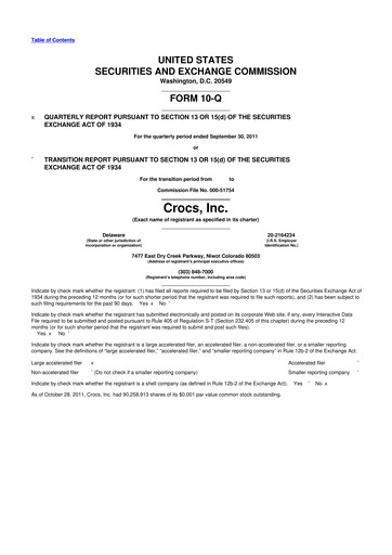 Miniature Crocs 10-Q Rapport trimestriel 2011 