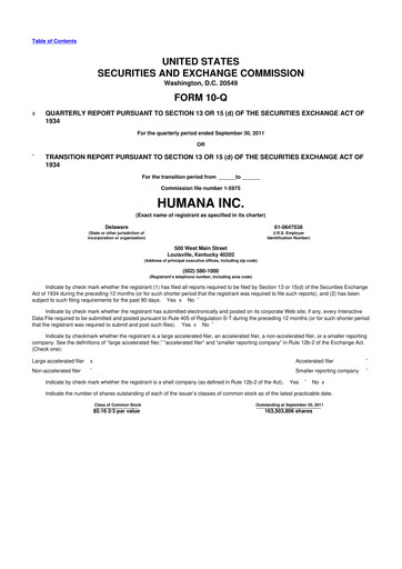 Vorschaubild Humana 10-Q Quartalsbericht 2011 