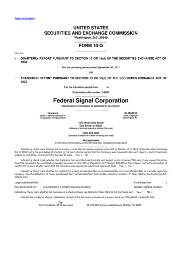 Miniature Federal Signal 10-Q Rapport trimestriel 2011 