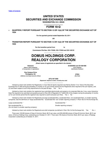 Thumbnail Anywhere Real Estate 10-Q Quarterly Report FY2011 