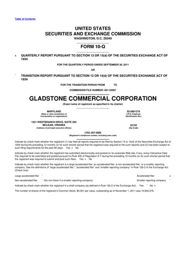 Thumbnail Gladstone Commercial 10-Q Quarterly Report FY2011 