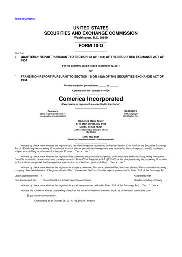 Vorschaubild Comerica 10-Q Quartalsbericht 2011 