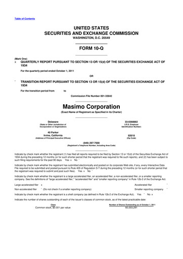 Thumbnail Masimo 10-Q Quarterly Report FY2011 