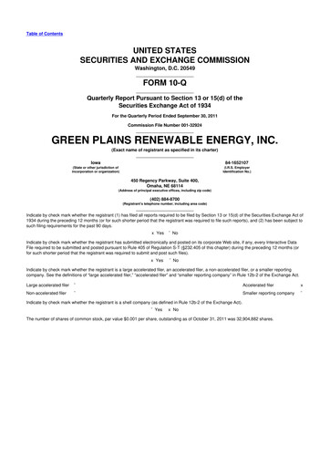 Thumbnail Green Plains 10-Q Quarterly Report FY2011 
