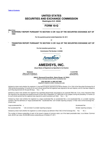 Thumbnail Amedisys 10-Q Quarterly Report FY2011 