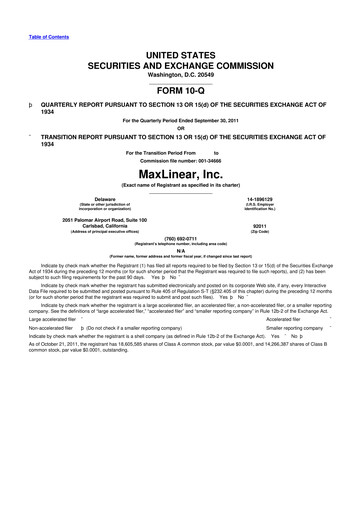 Thumbnail MaxLinear 10-Q Quarterly Report FY2011 