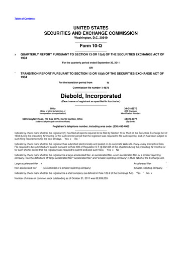 Thumbnail Diebold Nixdorf
 10-Q Quarterly Report FY2011 