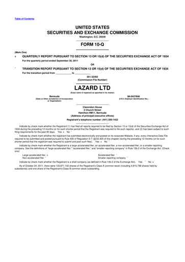 Thumbnail Lazard 10-Q Quarterly Report FY2011 