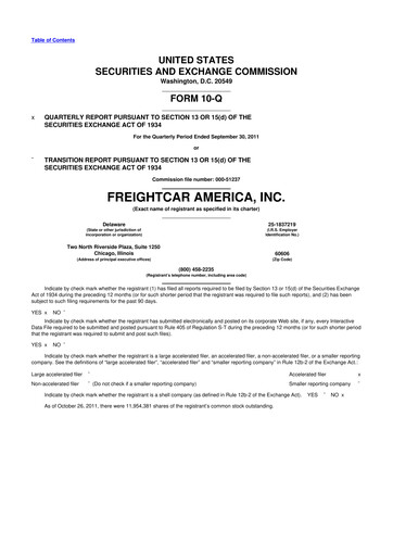 Thumbnail FreightCar America
 10-Q Quarterly Report FY2011 