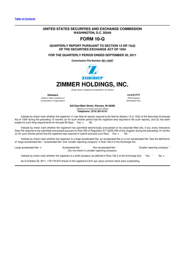Thumbnail Zimmer Biomet 10-Q Quarterly Report FY 