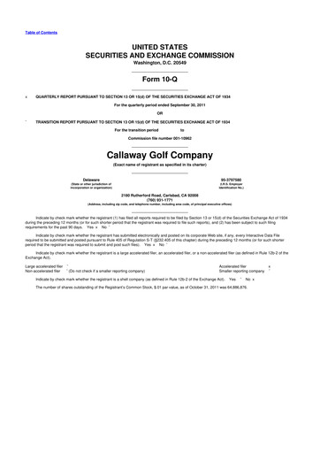 Thumbnail Callaway Golf Company 10-Q Quarterly Report FY2011 