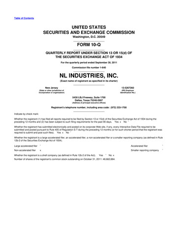 Thumbnail NL Industries 10-Q Quarterly Report FY2011 