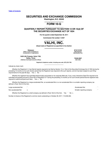 Thumbnail Valhi 10-Q Quarterly Report FY2011 