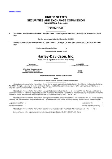 Thumbnail Harley-Davidson
 10-Q Quarterly Report FY2011 