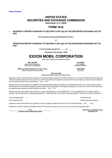 Thumbnail Exxon Mobil 10-Q Quarterly Report FY2011 