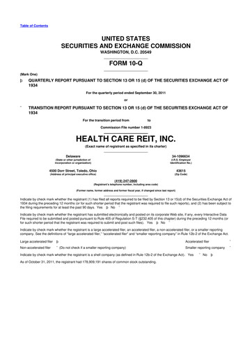 Miniature Welltower
 10-Q Rapport trimestriel 2011 
